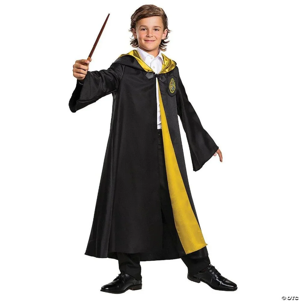 Harry Potter Hogwarts Kids Costume 7-8 Robe House Crests Hufflepuff Disguise